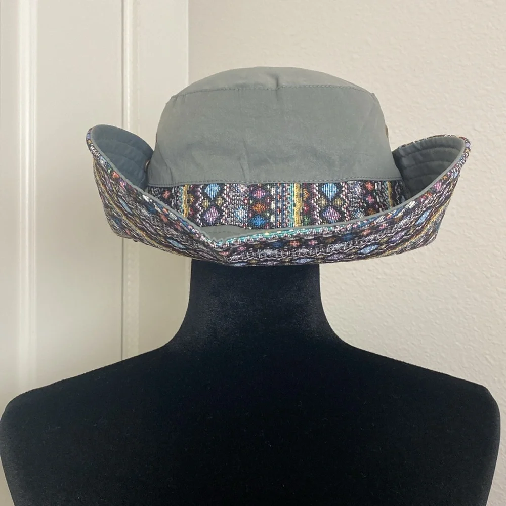 Western Boho Cowgirl Hat 2Way Embroidered Hicking Travel Sunhat - Picture 7 of 7